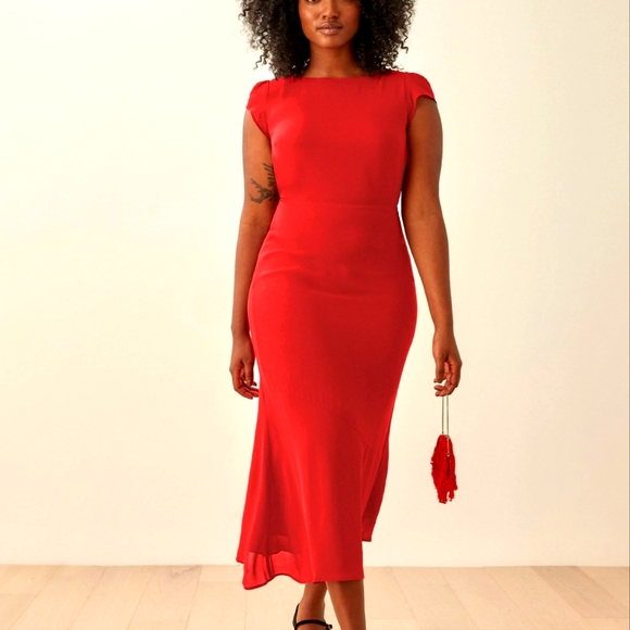 Reformation Underwood Dress in Vittoria Red - Picture 2 of 4